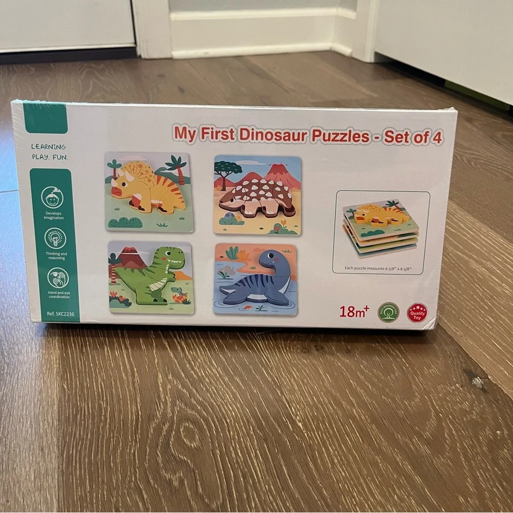 Kids Colorful Wooden Animal Puzzle Set Dinosaur Lion Alligator Owl Hippo